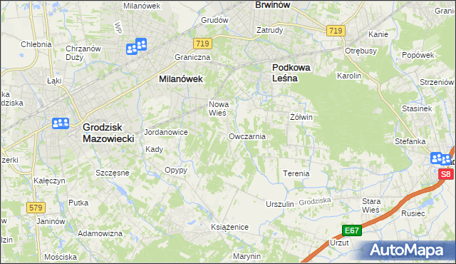 mapa Owczarnia gmina Brwinów, Owczarnia gmina Brwinów na mapie Targeo