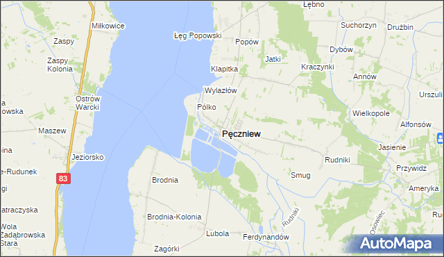mapa Pęczniew, Pęczniew na mapie Targeo