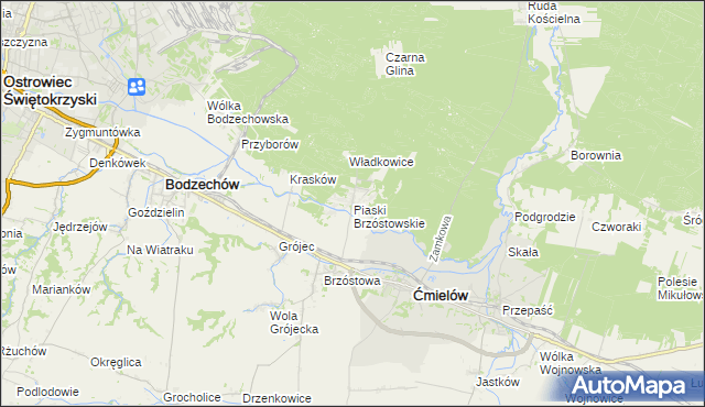 mapa Piaski Brzóstowskie, Piaski Brzóstowskie na mapie Targeo