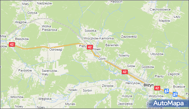 mapa Płaczków, Płaczków na mapie Targeo