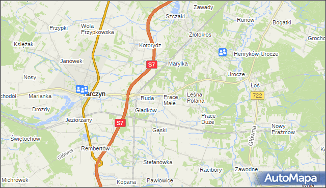 mapa Prace Małe, Prace Małe na mapie Targeo