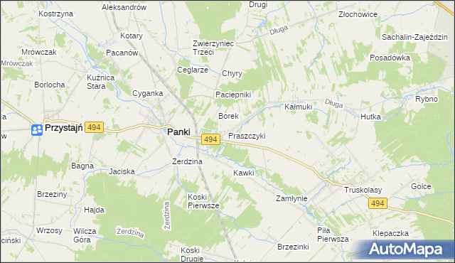 mapa Praszczyki, Praszczyki na mapie Targeo