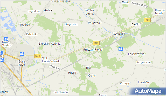 mapa Pruszyn-Pieńki, Pruszyn-Pieńki na mapie Targeo