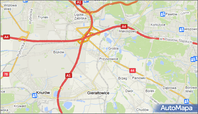 mapa Przyszowice, Przyszowice na mapie Targeo