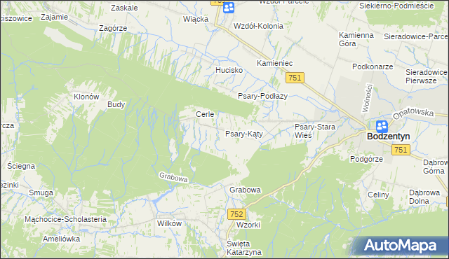 mapa Psary-Kąty, Psary-Kąty na mapie Targeo