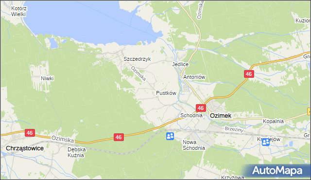 mapa Pustków gmina Ozimek, Pustków gmina Ozimek na mapie Targeo