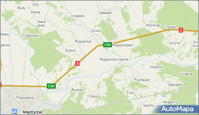 mapa Rogoźnica-Kolonia, Rogoźnica-Kolonia na mapie Targeo