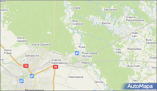 mapa Ruda gmina Skierniewice, Ruda gmina Skierniewice na mapie Targeo