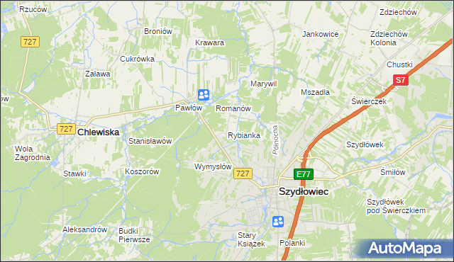 mapa Rybianka, Rybianka na mapie Targeo