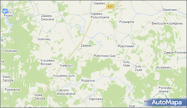 mapa Rzechowo-Gać, Rzechowo-Gać na mapie Targeo