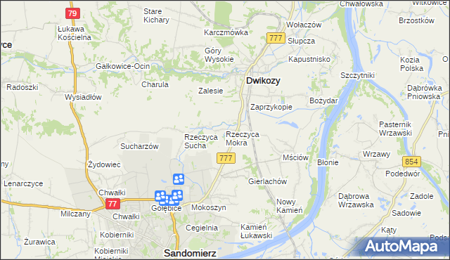 mapa Rzeczyca Mokra, Rzeczyca Mokra na mapie Targeo