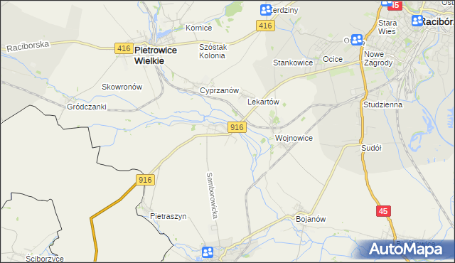 mapa Samborowice gmina Pietrowice Wielkie, Samborowice gmina Pietrowice Wielkie na mapie Targeo