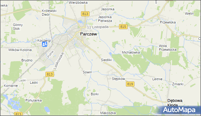 mapa Siedliki, Siedliki na mapie Targeo