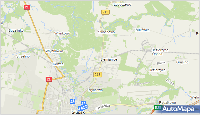 mapa Siemianice gmina Słupsk, Siemianice gmina Słupsk na mapie Targeo