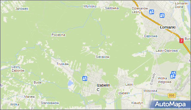 mapa Sieraków gmina Izabelin, Sieraków gmina Izabelin na mapie Targeo