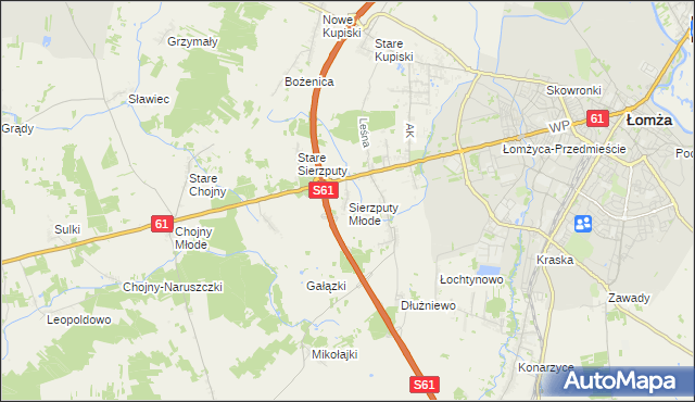 mapa Sierzputy Młode, Sierzputy Młode na mapie Targeo