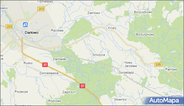 mapa Sińczyca, Sińczyca na mapie Targeo