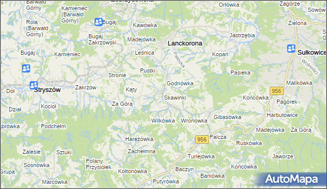mapa Skawinki, Skawinki na mapie Targeo