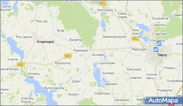mapa Skustele, Skustele na mapie Targeo