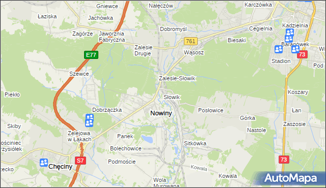 mapa Słowik gmina Sitkówka-Nowiny, Słowik gmina Sitkówka-Nowiny na mapie Targeo