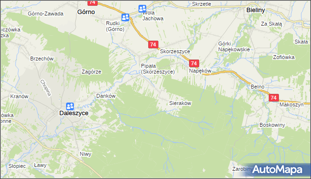 mapa Smyków gmina Daleszyce, Smyków gmina Daleszyce na mapie Targeo