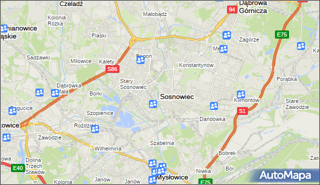 mapa Sosnowca, Sosnowiec na mapie Targeo