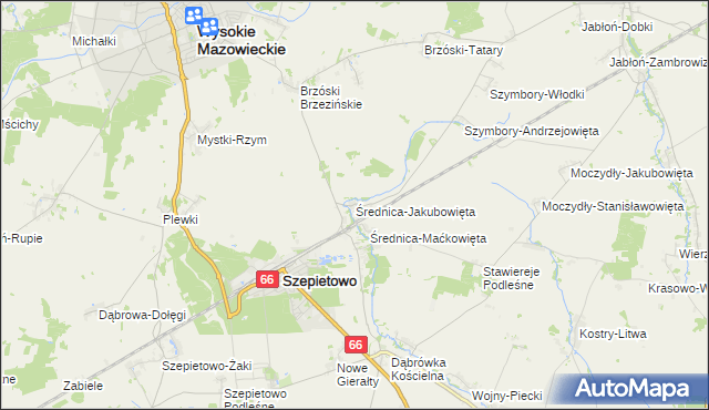 mapa Średnica-Jakubowięta, Średnica-Jakubowięta na mapie Targeo