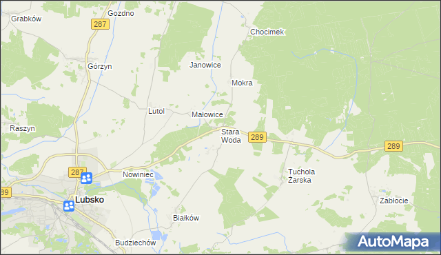 mapa Stara Woda gmina Lubsko, Stara Woda gmina Lubsko na mapie Targeo