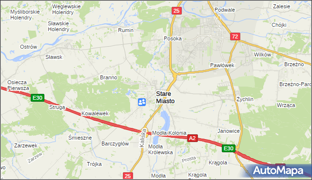 mapa Stare Miasto powiat koniński, Stare Miasto powiat koniński na mapie Targeo