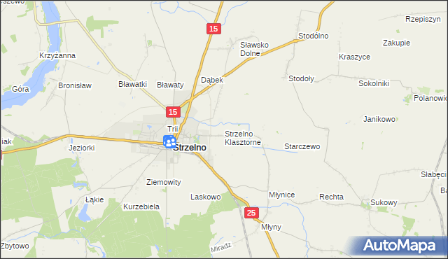 mapa Strzelno Klasztorne, Strzelno Klasztorne na mapie Targeo