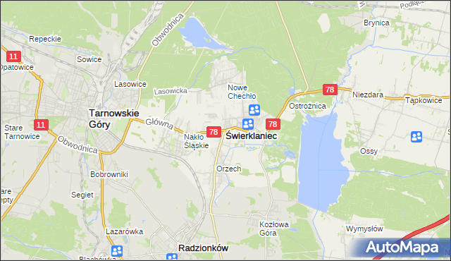 mapa Świerklaniec, Świerklaniec na mapie Targeo