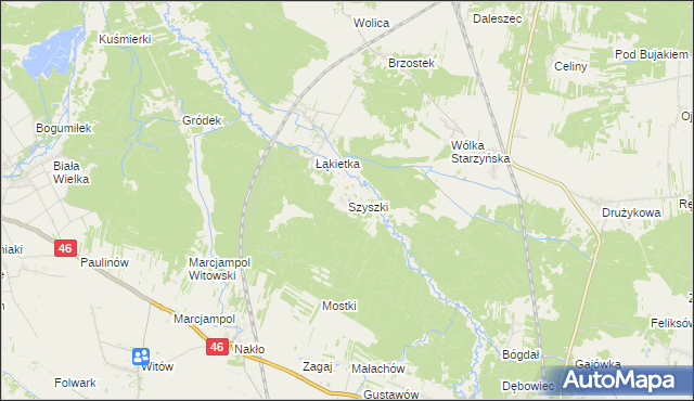 mapa Szyszki gmina Szczekociny, Szyszki gmina Szczekociny na mapie Targeo