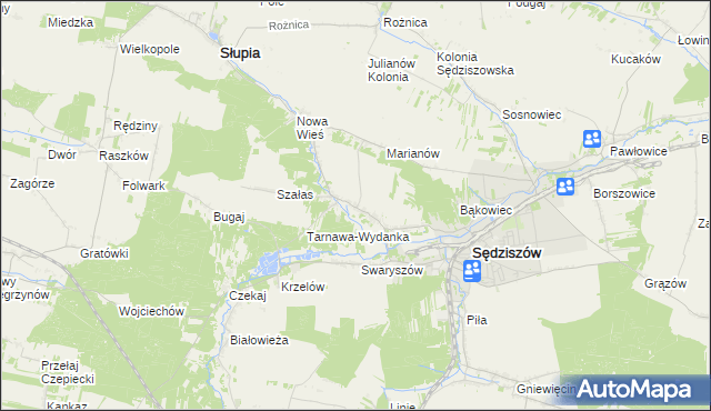 mapa Tarnawa gmina Sędziszów, Tarnawa gmina Sędziszów na mapie Targeo