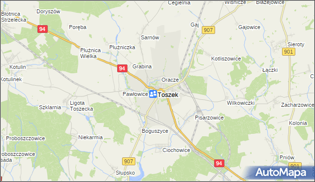 mapa Toszek, Toszek na mapie Targeo