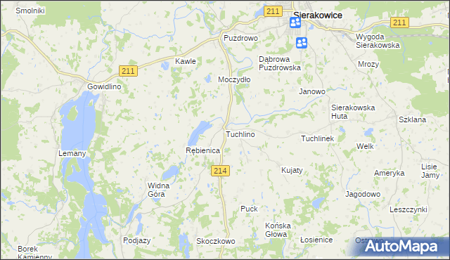 mapa Tuchlino, Tuchlino na mapie Targeo