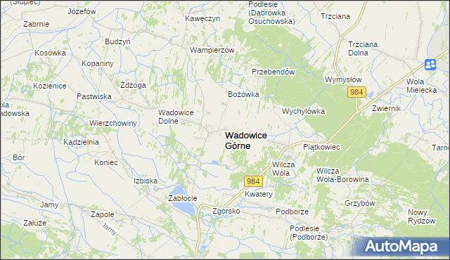 mapa Wadowice Górne, Wadowice Górne na mapie Targeo