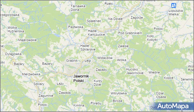mapa Widaczów, Widaczów na mapie Targeo