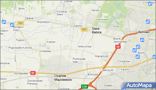 mapa Wieruchów, Wieruchów na mapie Targeo