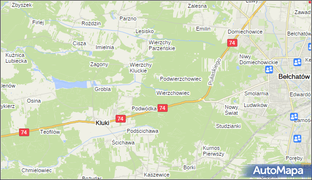 mapa Wierzchowiec, Wierzchowiec na mapie Targeo