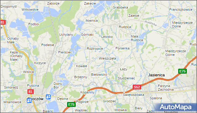 mapa Wieszczęta, Wieszczęta na mapie Targeo