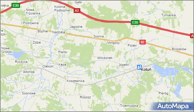 mapa Wilczonek, Wilczonek na mapie Targeo