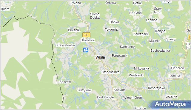 mapa Wisła, Wisła na mapie Targeo