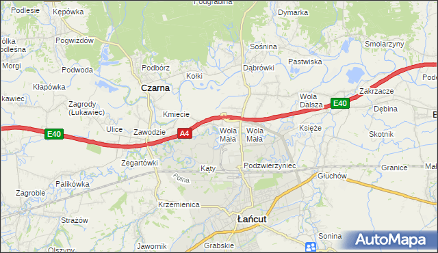 mapa Wola Mała gmina Czarna, Wola Mała gmina Czarna na mapie Targeo