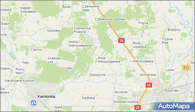 mapa Wola Mieczysławska, Wola Mieczysławska na mapie Targeo