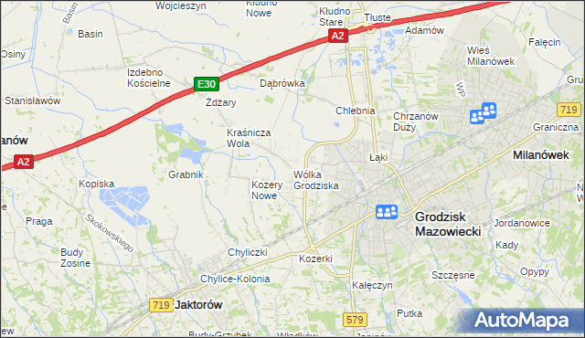 mapa Wólka Grodziska gmina Grodzisk Mazowiecki, Wólka Grodziska gmina Grodzisk Mazowiecki na mapie Targeo