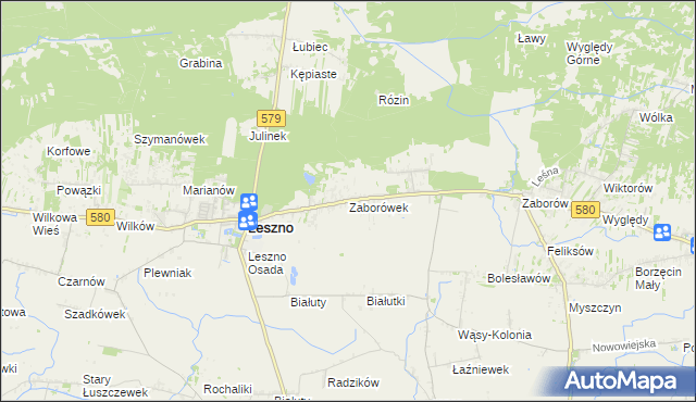 mapa Zaborówek gmina Leszno, Zaborówek gmina Leszno na mapie Targeo