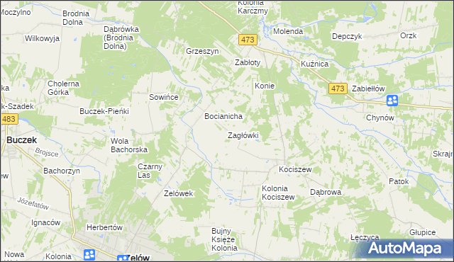 mapa Zagłówki, Zagłówki na mapie Targeo