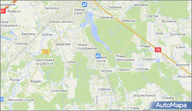 mapa Zalesie Górne, Zalesie Górne na mapie Targeo