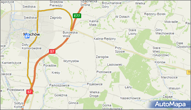 mapa Zarogów, Zarogów na mapie Targeo