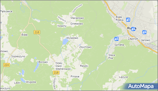 mapa Zbychowo, Zbychowo na mapie Targeo